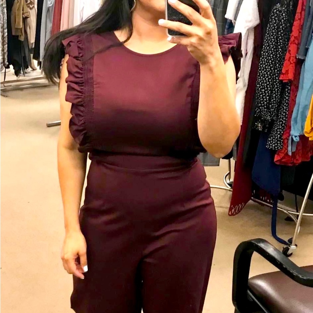 Gianna Bini Maroon/burgundy cropped/ankle jumpsuit